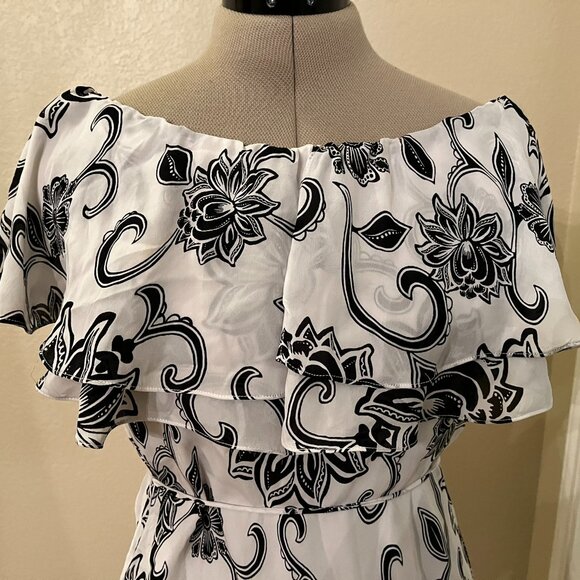 WHBM Floral Silk Top with Ruffle Neckline - Picture 2 of 6